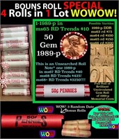 THIS AUCTION ONLY! BU Shotgun Lincoln 1c roll, 198