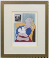 WOMAN SEATED IN ARMCHAIR PRINT PLATE SIGN PICASSO