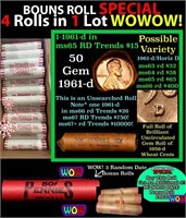 THIS AUCTION ONLY! BU Shotgun Lincoln 1c roll, 196