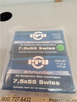 X4 PPU 7.5 x 55 swiss ammo, 20 rds/box, 80 total