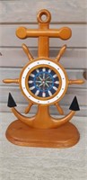 Wooden ships wheel anchor clock, working