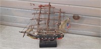 Masted Wooden Sailing ship, 12"l x 11"t