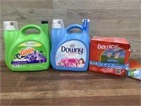 Gain, downy, bounce dryer sheets