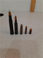 5 dummy rounds of .300 H&H, .257 Robert's, .30