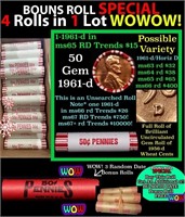 THIS AUCTION ONLY! BU Shotgun Lincoln 1c roll, 196