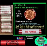 THIS AUCTION ONLY! BU Shotgun Lincoln 1c roll, 199