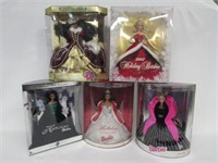 (5) HOLIDAY BARBIES, EACH IN ORIGINAL BOX: