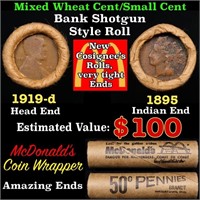 Small Cent 1c Mixed Roll Orig Brandt McDonalds Wra