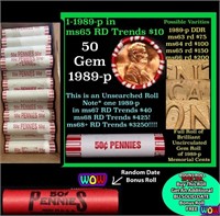 THIS AUCTION ONLY! BU Shotgun Lincoln 1c roll, 198