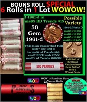 THIS AUCTION ONLY! BU Shotgun Lincoln 1c roll, 196