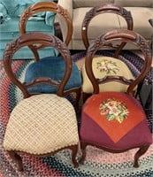 Set Of (4) Victorian Needlepoint Chairs