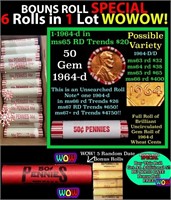 THIS AUCTION ONLY! BU Shotgun Lincoln 1c roll, 196