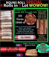 THIS AUCTION ONLY! BU Shotgun Lincoln 1c roll, 199