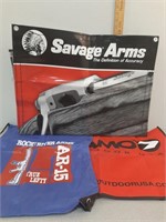 Savage Arms poster, Rock River arms bag, Gamo