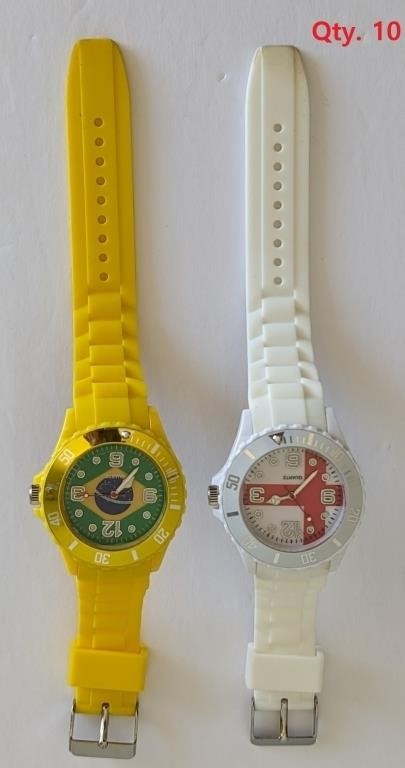 10 Assorted Colors Country Flags Watches