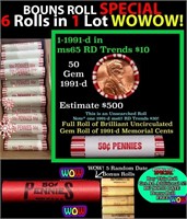 THIS AUCTION ONLY! BU Shotgun Lincoln 1c roll, 199