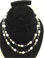 Genuine Black & Grey Cultured Pearl Necklace