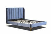 NEW QUEEN BED SIDE RAILS ONLY LIGHT BLUE FABRIC