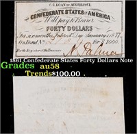 1861 Confederate States Forty Dollars Note Grades