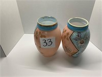 Lot of 2 Porcelain Hand Painted Vases