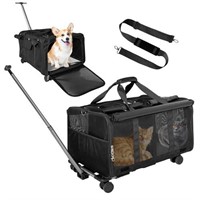 L&W BROS. Cat Carrier With Wheels Double-Compartm