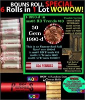 THIS AUCTION ONLY! BU Shotgun Lincoln 1c roll, 199