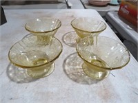 4PC FED GLASS 1930'S MADRID AMBER COLOR CUSTARDCUP