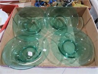 4PC BRYCE HANDBLOWN GREEN GLASS BOWLS