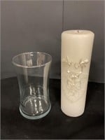Glass vase and candle