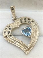 Beautiful Sterling Silver 2 ct. Blue Topaz Pendant