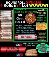 THIS AUCTION ONLY! BU Shotgun Lincoln 1c roll, 196