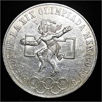 NEAR UNCIRCULATED 1968 MEXICAN OLYMPIC 25 PESOS