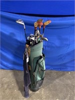Burton golf bag with multiple McGregor woods,