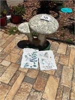 Lot of 3 Outdoor Decor Concrete Mushroom Statue
