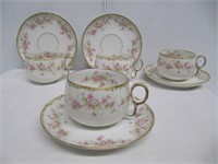 4 LIMOGES CUPS & SAUCERS