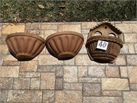 Lot of 3 Outdoor Clay Wall Displays Decor