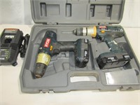 2 Ryobi Drills w/Case, Batteries & Charger