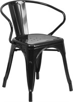 Commercial Black Metal Chairs with Arms Lot of 4