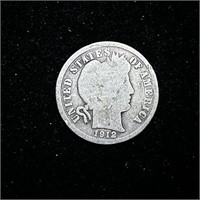 1912-D 90% SILVER BARBER DIME 10C COIN