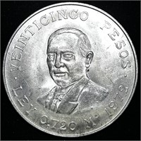HIGH MS UNCIRCULATED 1972 MEXICAN VEINTICINCO PESO