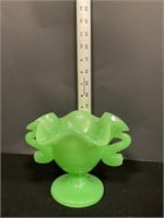 Fenton jade green glass vase