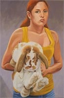 Girl with Giant French Lop by Nora Othic