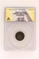 1839 Seated Liberty Dime (Rev 38) AU 50