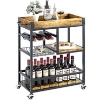 aboxoo Bar Cart Wine Glass 3 with Basket Tier...