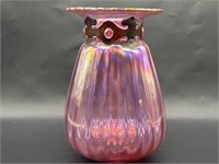 Silvestri Mouth Blown Pink Glass 14in Vase