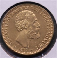 1883 SWEDEN GOLD 10 KRONER  GEM BU