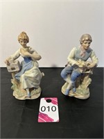 Vtg Boy & Girl Porcelain Figurines 6" Tall