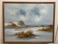 C. Melton Signed Oil Painting Beach 21”x17”