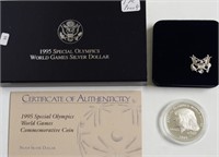 1995 SPECIAL OLYMPIC SILVER DOLLAR W BOX PAPERS