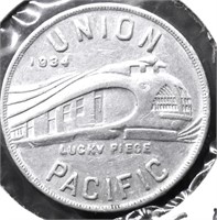 1934 UNION PACIFIC RAILROAD SAMPLE ALUMINUM TOKEN